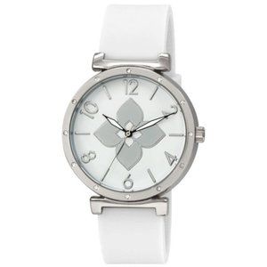 40mm Montres Carlo Fashion Women Flower White Leather Band Luxury Dress Watch